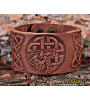 Leather Bracelet Cuff Wristband Celtic Knotwork Vikings Nordic Talisman Amulet Carving Leather 